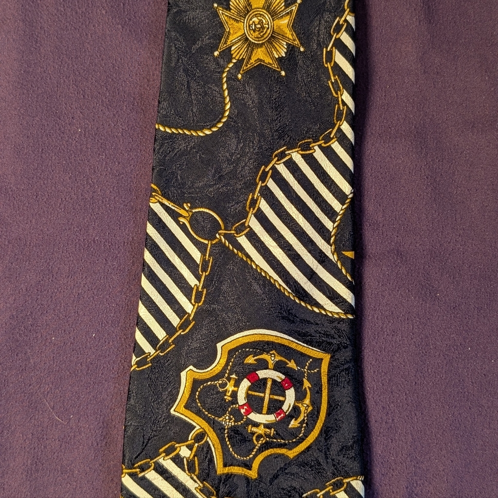 100 Silk Elegant Blue And Gold Mens Nautical Tie 100 Silk Elegant Blue And Gold Mens Nautical Tie